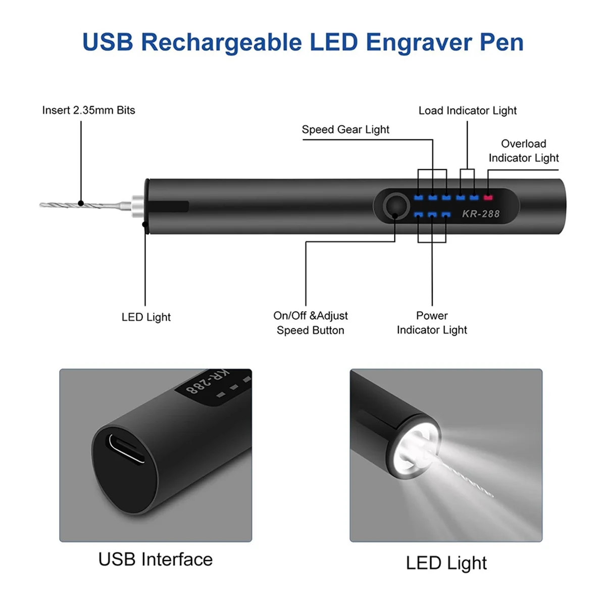 Electric Engraving Pen with 35Bits, USB Rechargeable Cordless Engraving Machine,DIY Rotary Engraver for Wood Glass Stone