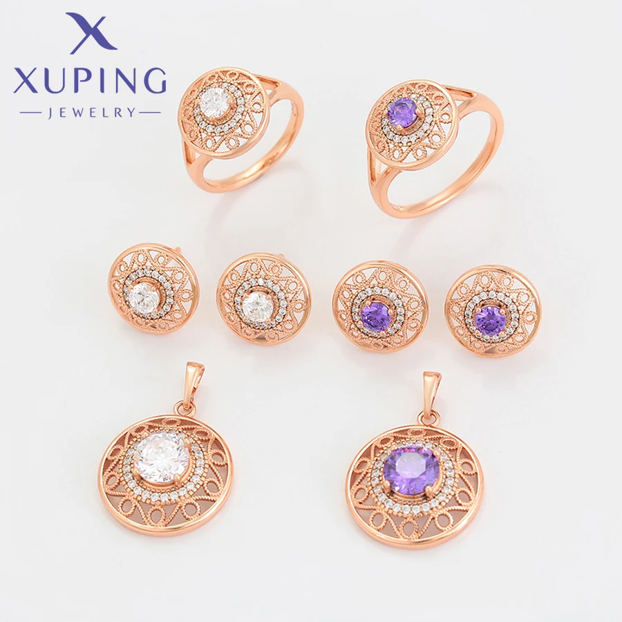 Bridal Jewelry Sets Xuping Jewelry Restock Fashion Charm Design Women Jewelry Sets Rose Gold Color 62412