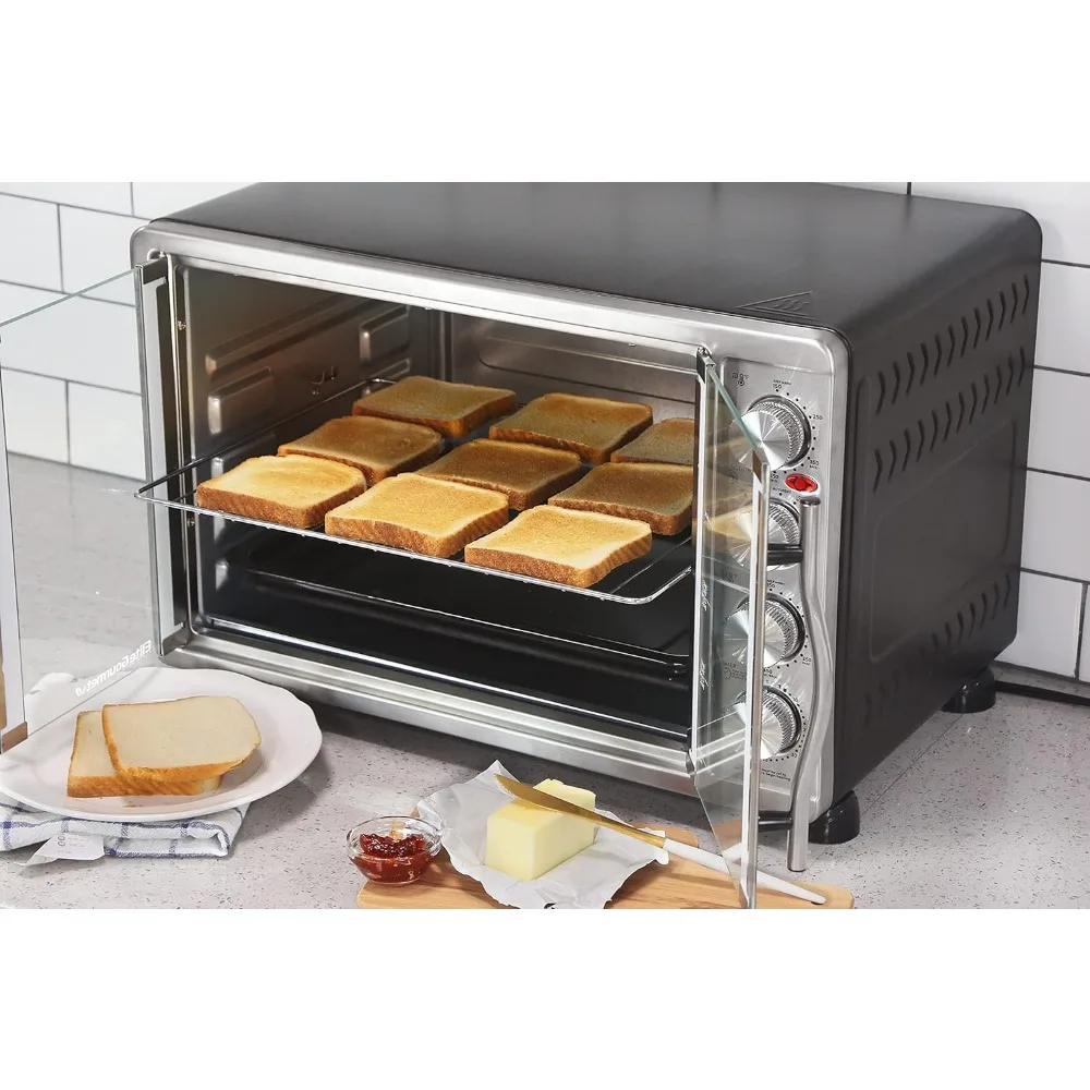 ETO-4510M French Door 47.5Qt, 18-Slice Convection Oven 4-Control Knobs, Bake Broil Toast Rotisserie Keep Warm