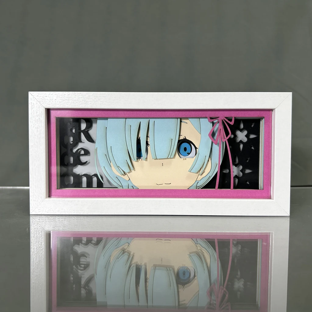 Paper Cut Lightbox Rem Re Zero Anime Led Night Light for Bedroom Decoration Desk Light Box Birthday Gift Manga Table Lamps 3