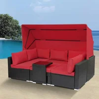 Patio Furniture Sets Daybed with Retractable Canopy,7 Pieces Outdoor Rattan Sectional Sofa Set, Wicker Patio Seating Chairs 1