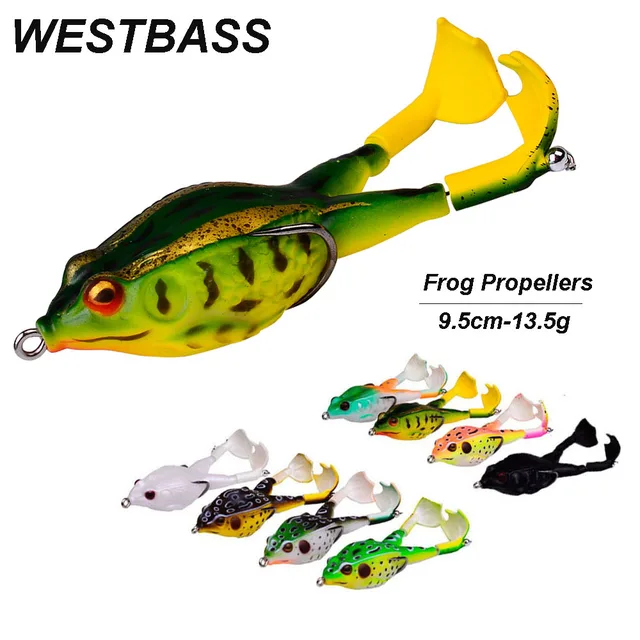 WESTBASS 1PC Frog Propeller Bait 95mm-13.5g Soft Fishing Lure