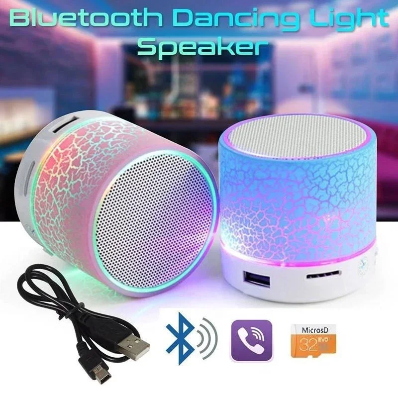 Description Picture 2 of itemBluetooth Mini Speaker Wireless Speaker Colorful LED TF Card USB Subwoofer Portable MP3 Music Sound Column For PC Phone