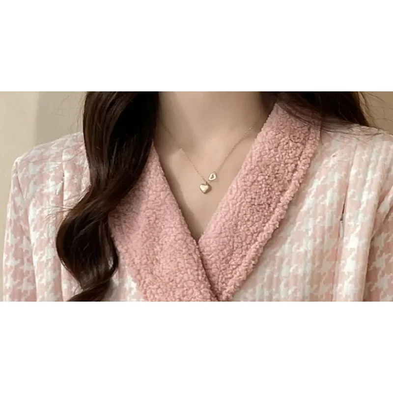 2024 New Coral Fleece Nursing Clothes Autumn Winter Plus Fleece Thick Pregnant Women Pajamas Warm V-neck Homewear Two-piece Suit