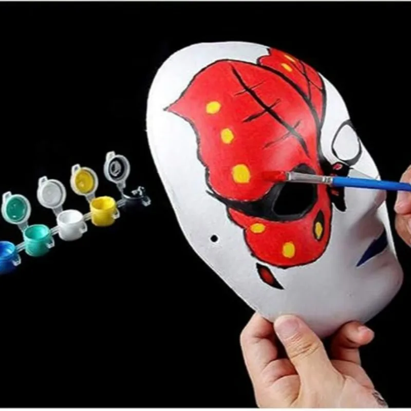 Halloween DIY White Mask Fox Men Women Face Paintable Blank Paper Masks Happy Festival Celebration Elastic Rope Face Shield Prop