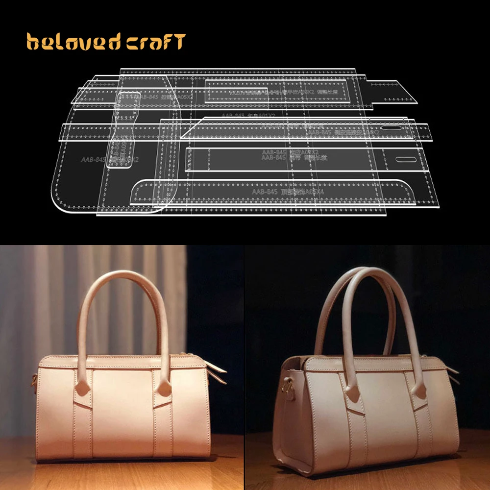 

BelovedCraft Leather Bag Pattern Making with Kraft Paper and Acrylic Templates for Boston Bag, Shoulder Crossbody Bag