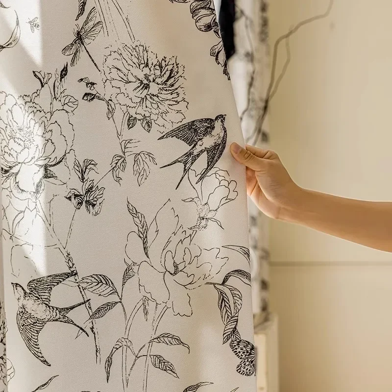 

FF1108French retro semi-blackout curtains living room bedroom Shaoxing simple light luxury curtain fabric