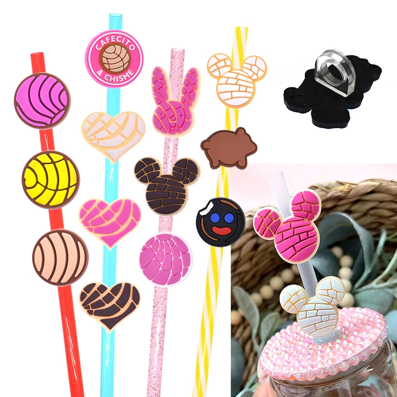 1pcs wholesale straw topper preppy pink style pvc straw toppers of coffee  bar straw cover