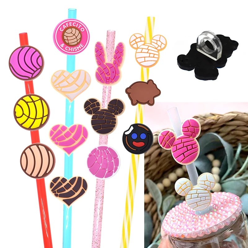 1PCS Cute Ice Cream straw topper covers Popsicle Pig and Bear