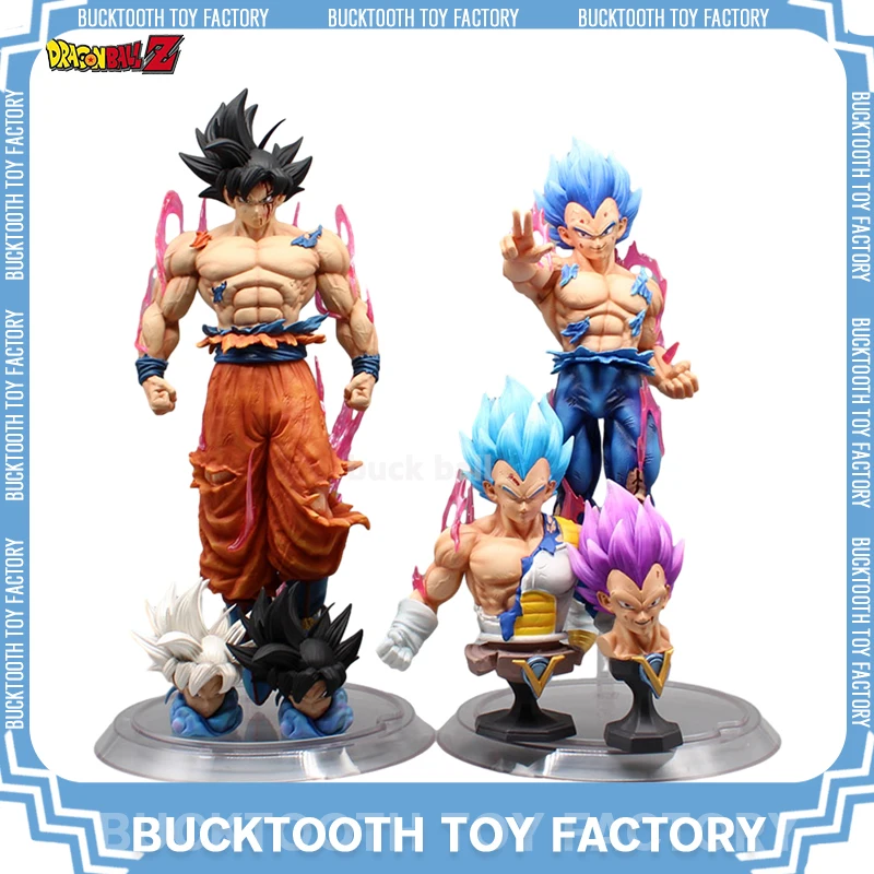 

35cm Dragon Ball Vegeta Anime Figure Ultra Instinct Son Goku 3 Heads Replaceable Action Figurine PVC Statue Ornament Toys Gifts