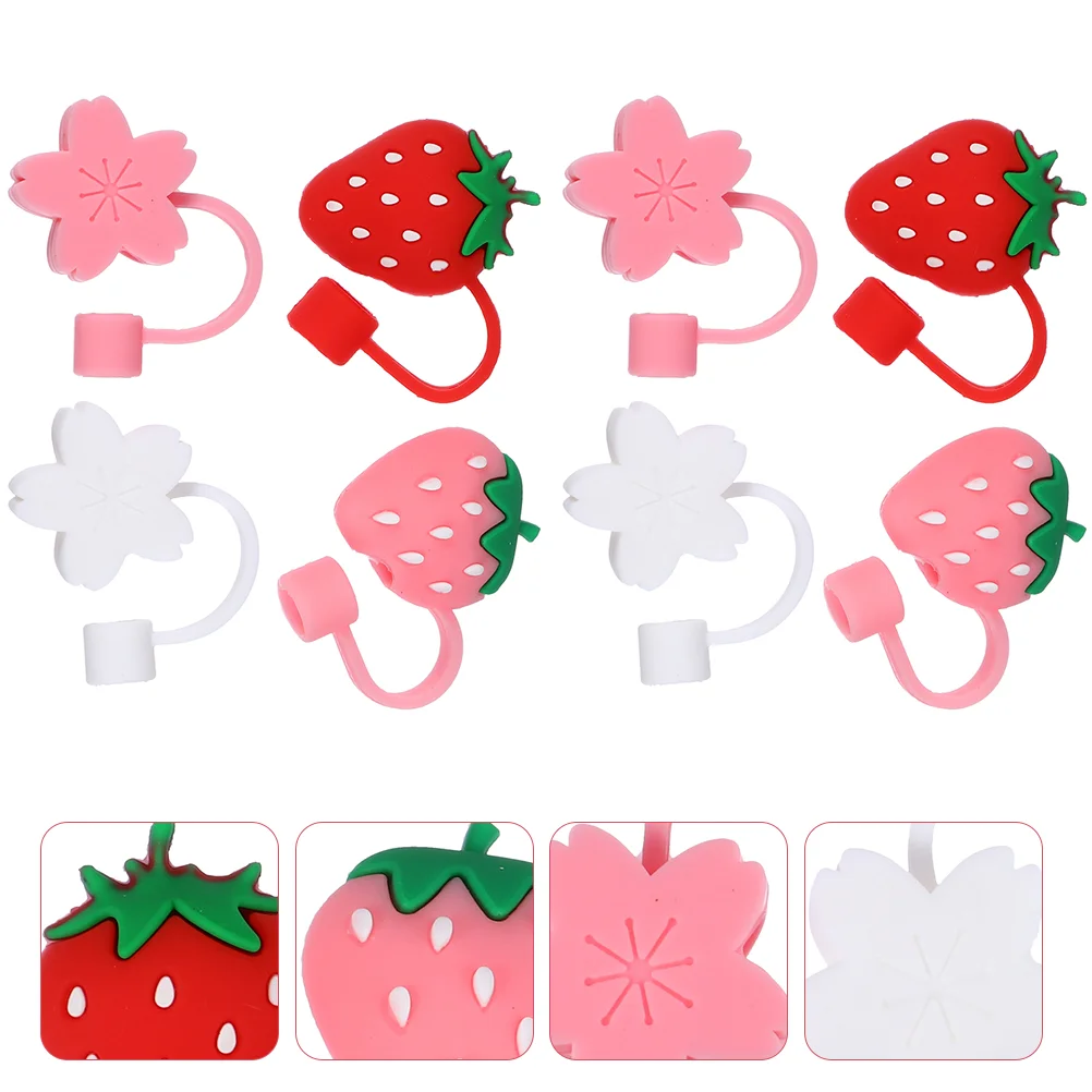 

8 Pcs Silicone Straw Cover Tips for Straws Glass Cup Protection Accessories Decorate