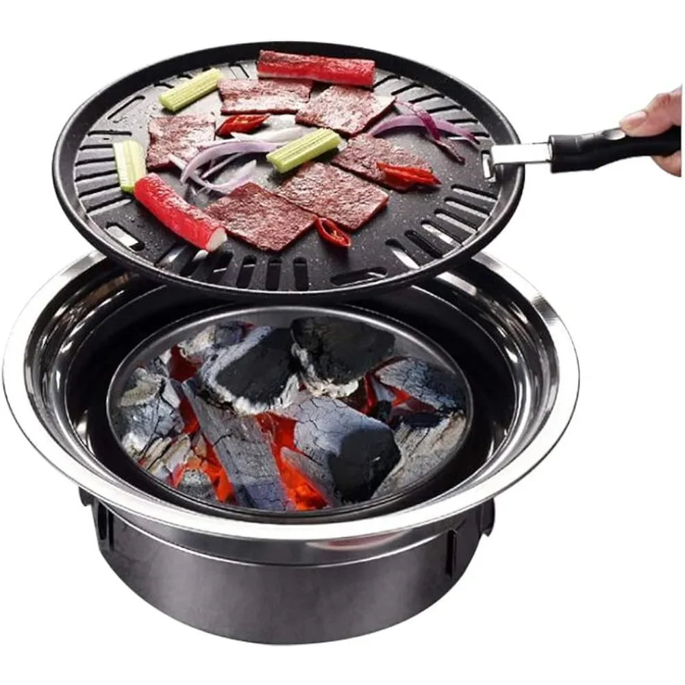 

Multifunctional Charcoal Barbecue Grill, Korean BBQ Grill, Portable Camping Grill Stove, Tabletop Smoker Grill BBQ Coreana