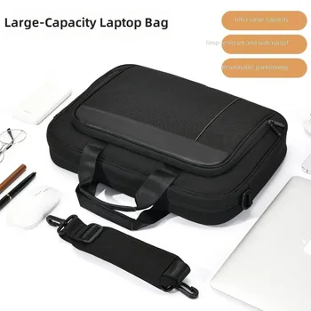 Borsa per laptop con maniglia e tracolla, grande capacità, texture premium, custodia interna portatile