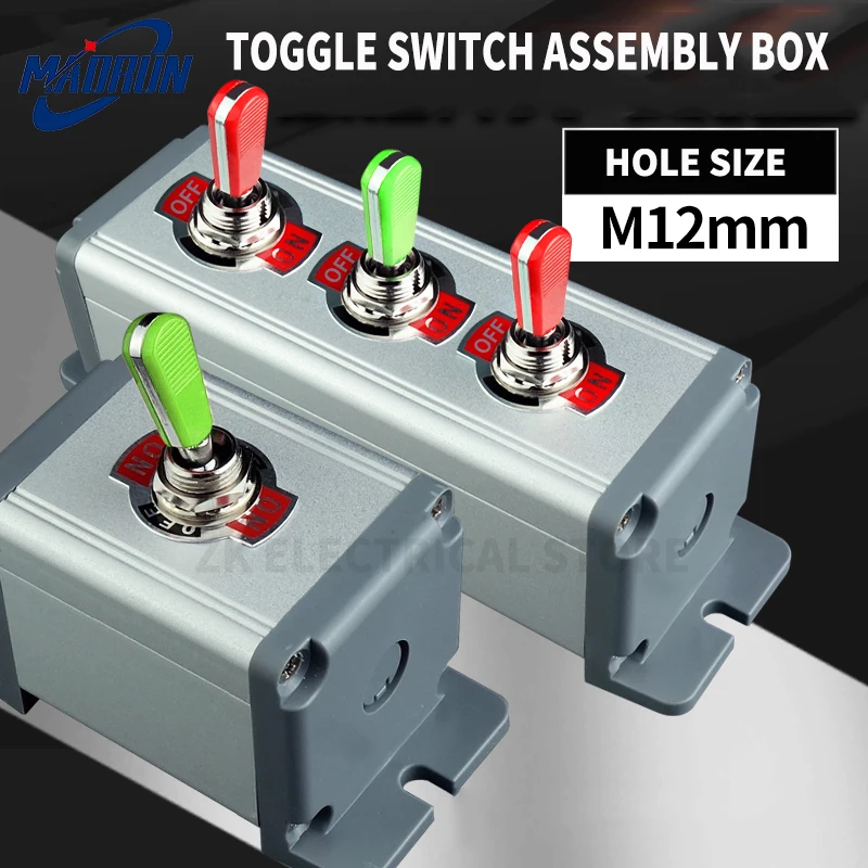 Botão Interruptor e Engrenagem Plus Alumínio Liga Caixa de Montagem Toggle Rocker 250v15a 12 mm