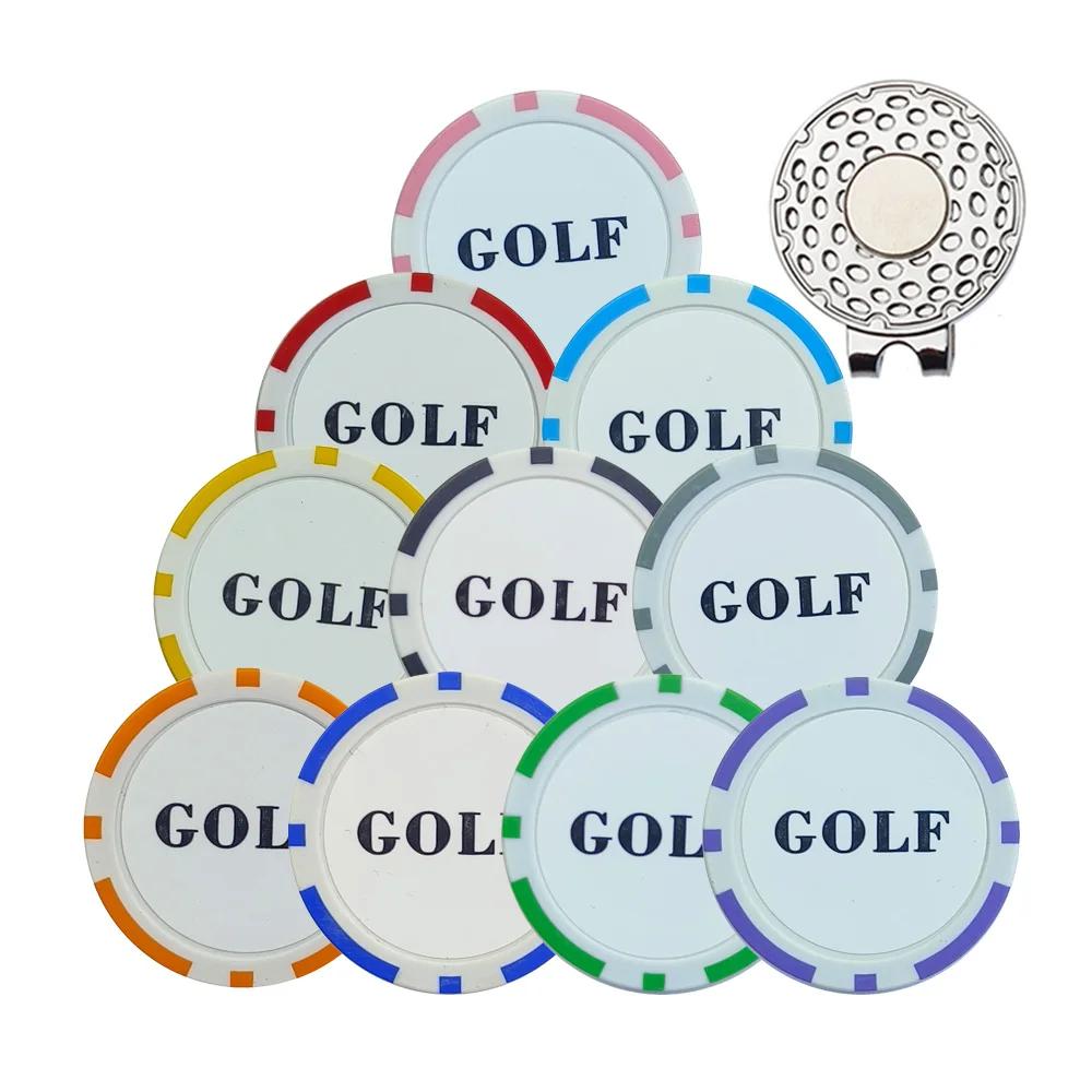 Golf Ball Marker With Golf Hat Clip 10Pcs Golf Ball Mark Golf Hat Clip