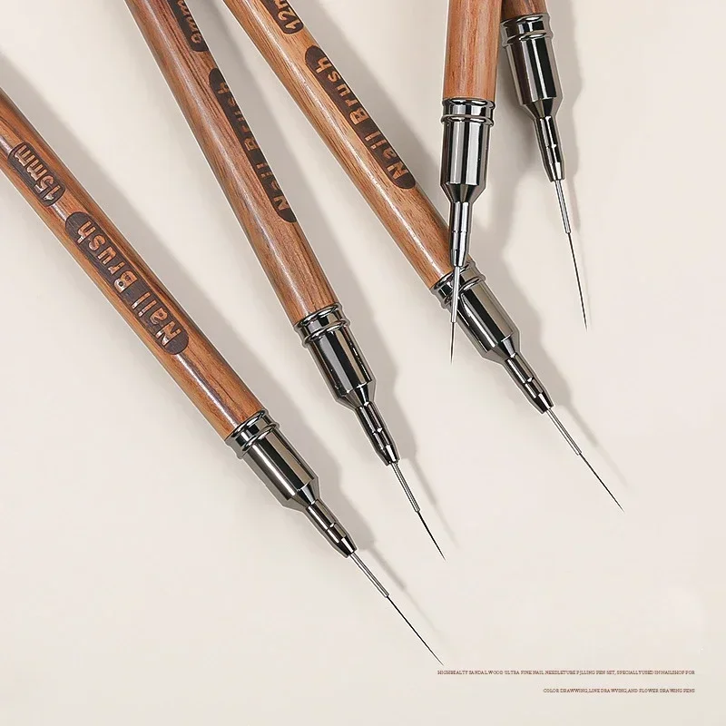 Pennello per Unghie con Manico in Legno, Pennello per Nail Art in Gel, Pennello per Disegno Linee e Strisce, Penna per Decorazione Floreale, Strumento per Manicure UV Gel da Salone - immagine 3