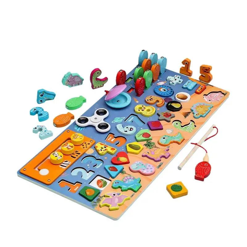 

Деревянная игрушка-пазл в форме динозавра, настольная игра Монтессори, обучающая доска-пазл для раннего развития, красочные милые игрушки
