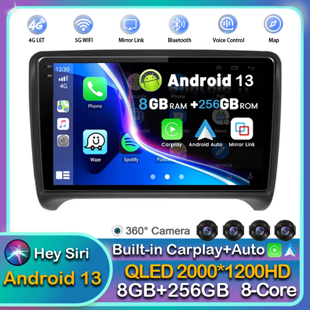 

Android 13 Carplay Auto Car Radio For Audi TT MK2 8J 2006 2007 2008 2009 2010 2011 2012 Multimedia GPS Player Stereo 2din DSP 4G