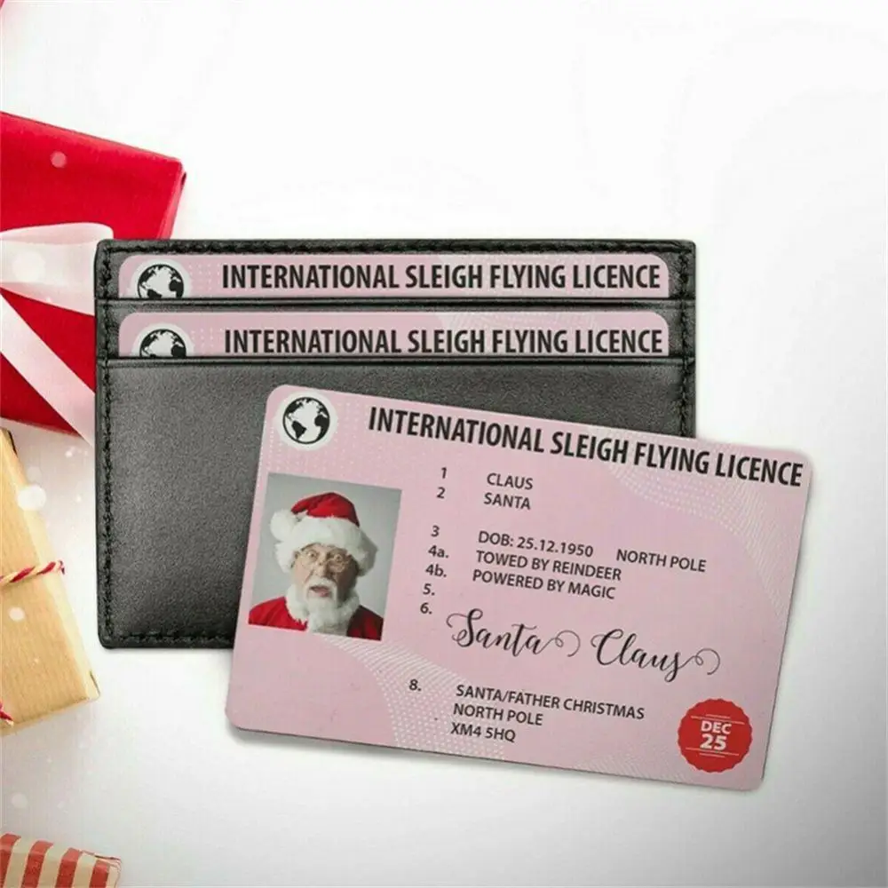 Santa Claus Flying Licence Card Christmas Eve Driving Licence Christmas Gift Children Kids Xmas Decoration