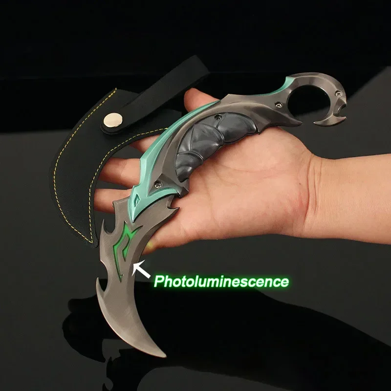thumbnail image 1 of Serie de armas cuerpo a cuerpo Valorant de 22 cm, modelo de metal Reaver EP 5 Karambit, réplica de espada, juego 1:1, arma, cuchillo, juguetes, adornos, 1 of 5