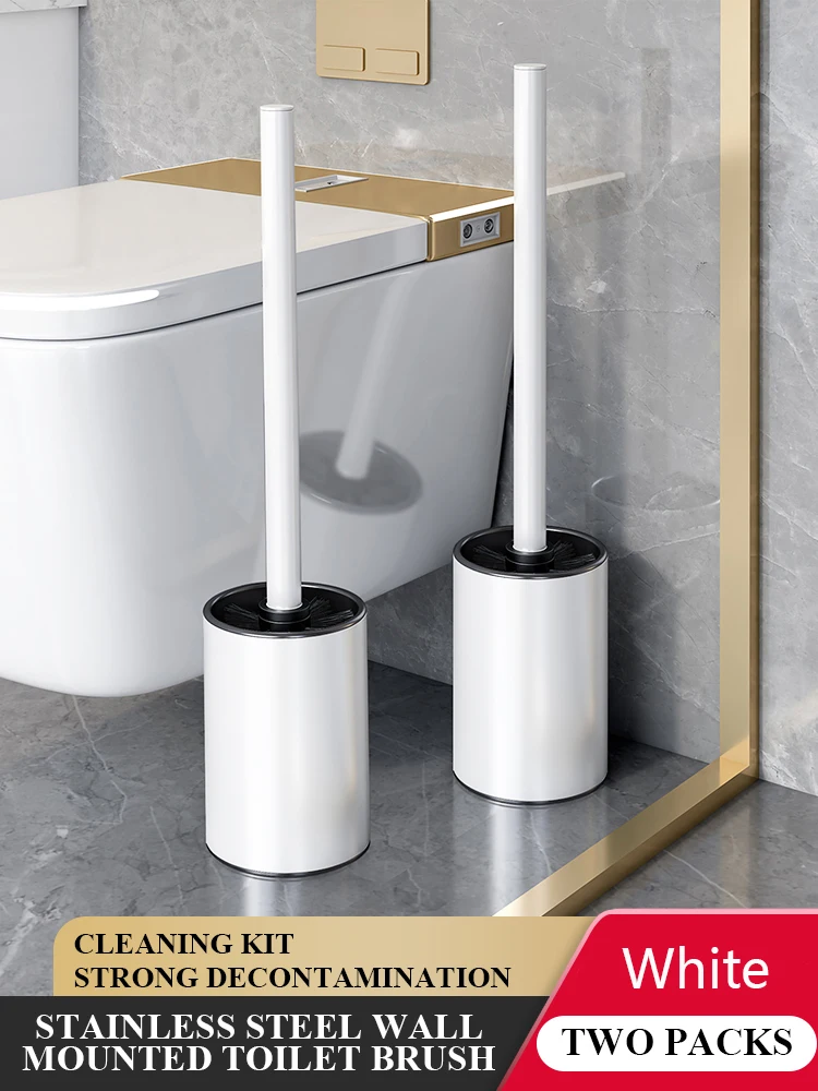 Stainless Steel Toilet Brush Holder Black Bathroom Toilet Cleaning Tools Accessories Durable Vertical Brush Wall Mount bathroom accessories toilet brush set toilet brush holder
