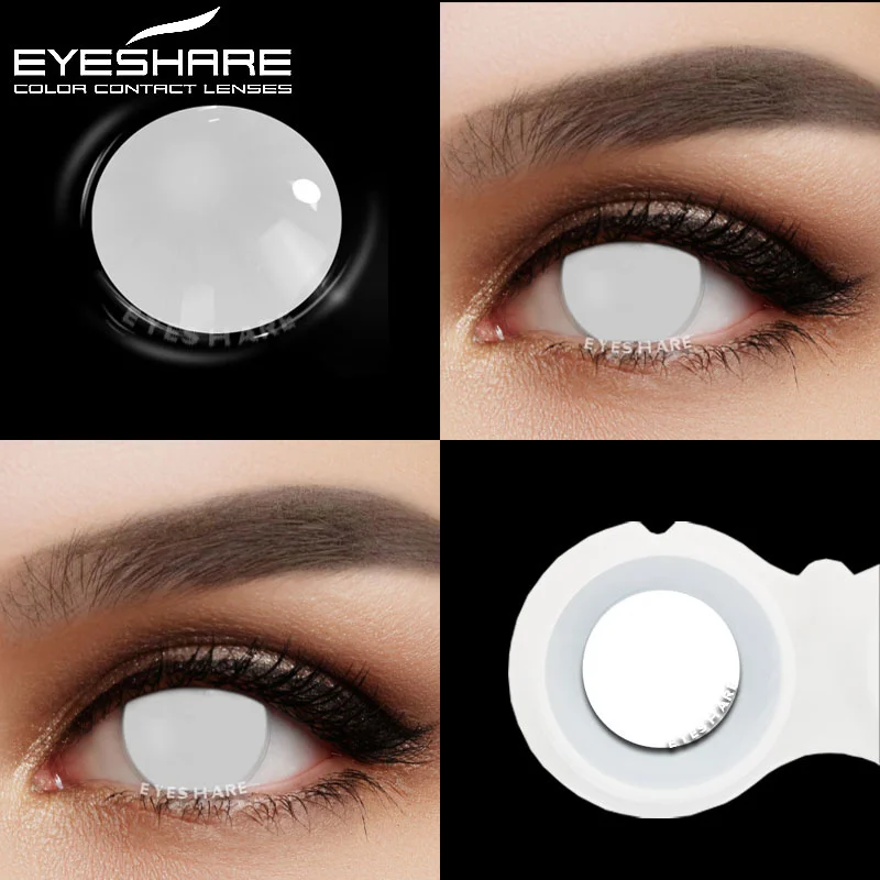 EYESHARE Halloween Black & White Cosplay Contact Lenses - Mesh Blind Effect
