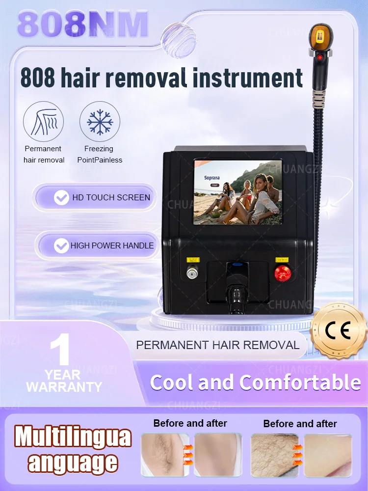 2024 best-selling diode laser Alexandrit permanent hair removal cooling head painless laser hair removal equipment (black)