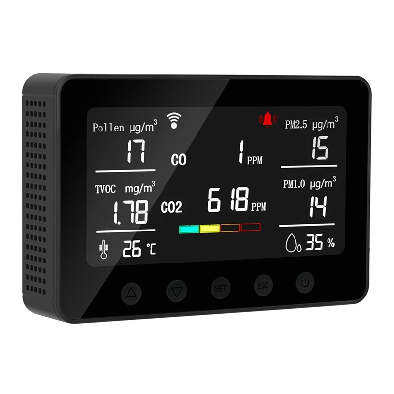 

Многофункциональные детекторы воздуха, детектор пыльцы/CO/CO2/TVOC/PM2.5/PM1.0/влажности/температуры оксида углерода, американская вилка, прочный