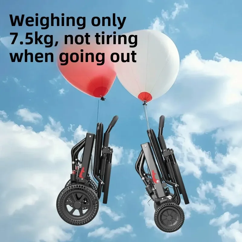 alloy frame travel Wheelchair scooter folding light ultra-light small simple travel portable trolley for the elderly
