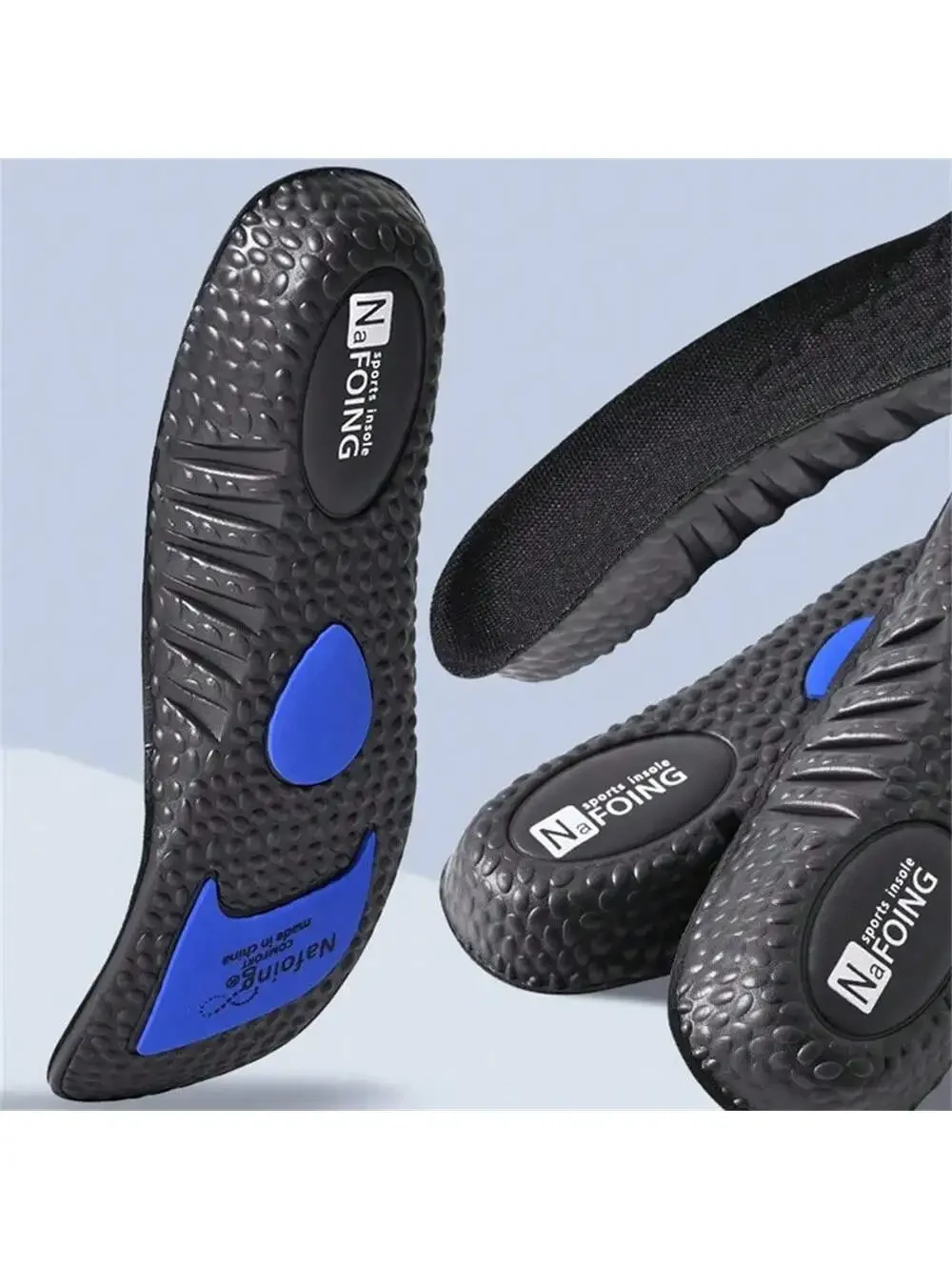 1 Pair Black Sports Insoles For Shoes Sole Shock Absorption Deodorant Cushion Running Insoles For Feet Arch Support