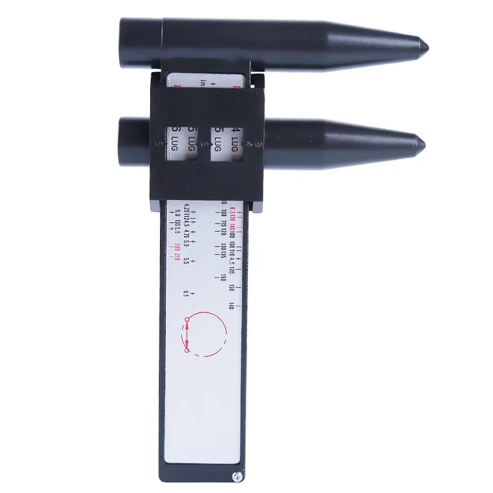 Wheel Hub Hole Distance Measuring Tool Black Sliding Lugs Gauge Sheet Ruler Holes Ruler PCD Hub Plastic 8