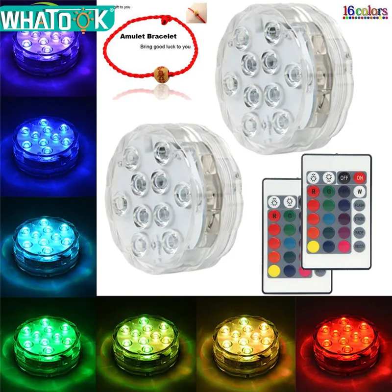 16 Colors 10leds LED Submersible Light Remote RGB Swimming Pool Underwater Lamp for New Year Party Garden Vase Aquarium Decor