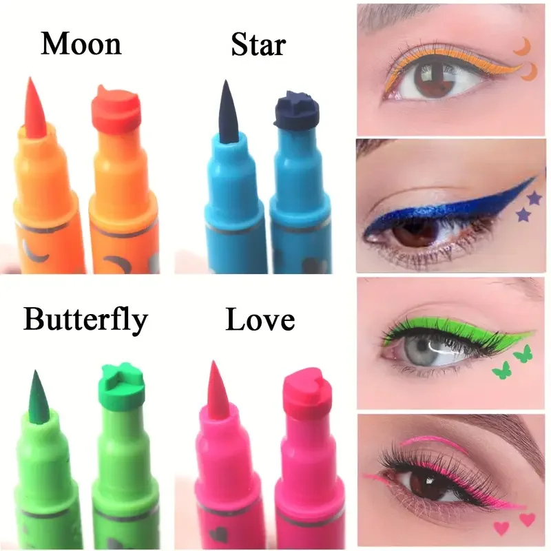 Liquid Eyeliner Colorful Double-Head Stamp Eyeliner Set Waterproof Eyeliner Pen Long-Lasting Fast Dry Eye Liner Pencil Eye Makeup Cosmetics