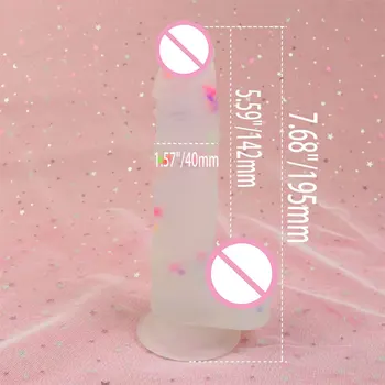 7.68'' Rainbow Jelly Dildo With Suction Cup Realistic Silicone Dildo Couples Gay Lesbian Sex Toys Mature 1