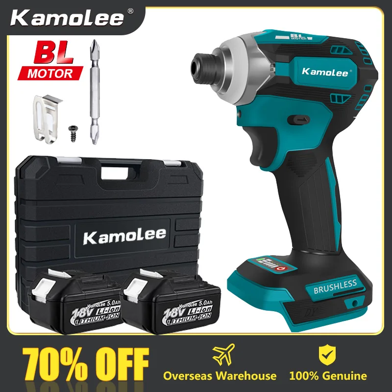 Kamolee 588Nm Avvitatore Elettrico A Percussione Senza Fili Avvitatore A 5 Velocità Utensile Elettrico 1/4 "Con 3 Luci A Led Per Batteria Makita