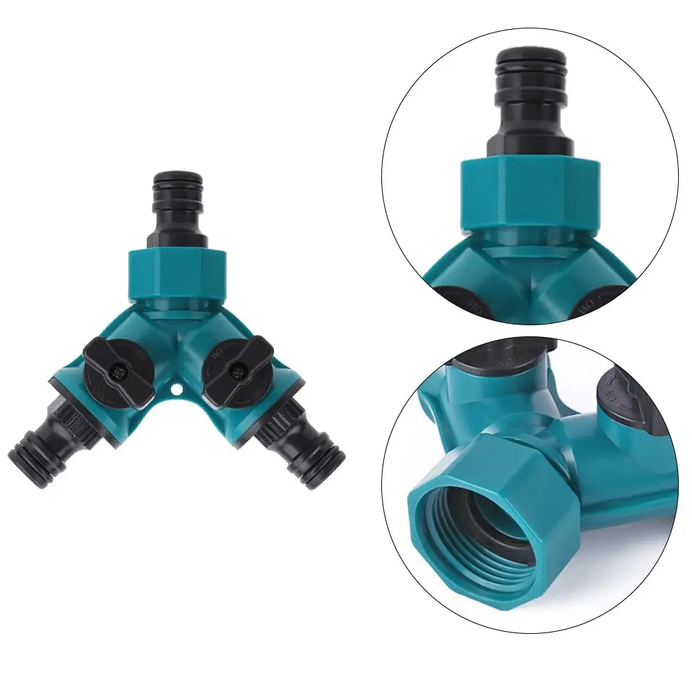 2 Way Garden Hose Splitter Connector with Faucet Watering Shut Off for Landscaping Flower Planting Irrigation