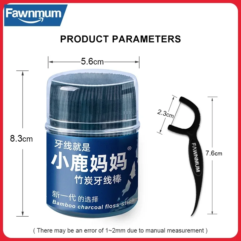 Dental Cleaning Tools 50Pcs Fawnmum Bamboo Charcoal Dental Floss Picks Barreled Interdental Brush For Teeth Care Toothpicks
