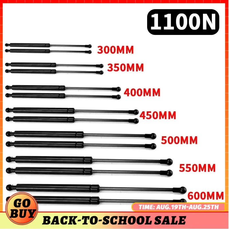 2pcs 1100N 300/350/400/450/500/600mm Gas Strut Bars Gas Spring Support Boot Bonnet Car Caravans Doors Windows Hatches Boat Bus