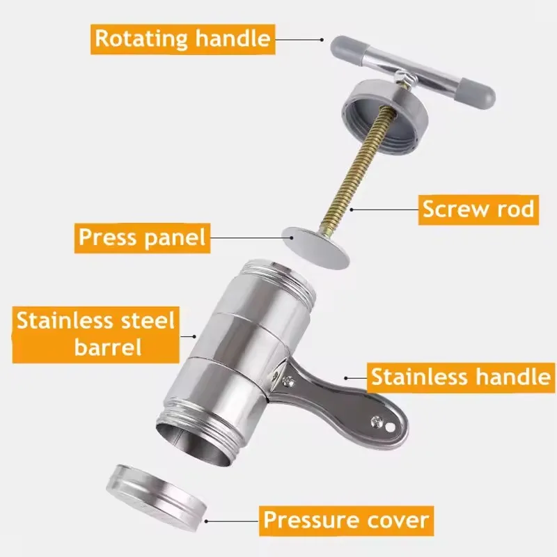 Stainless Steel Household Small Manual Noodle Pressing Machine Shake Pasta Noodle Making Machine with 2 Interchangeable Molds
