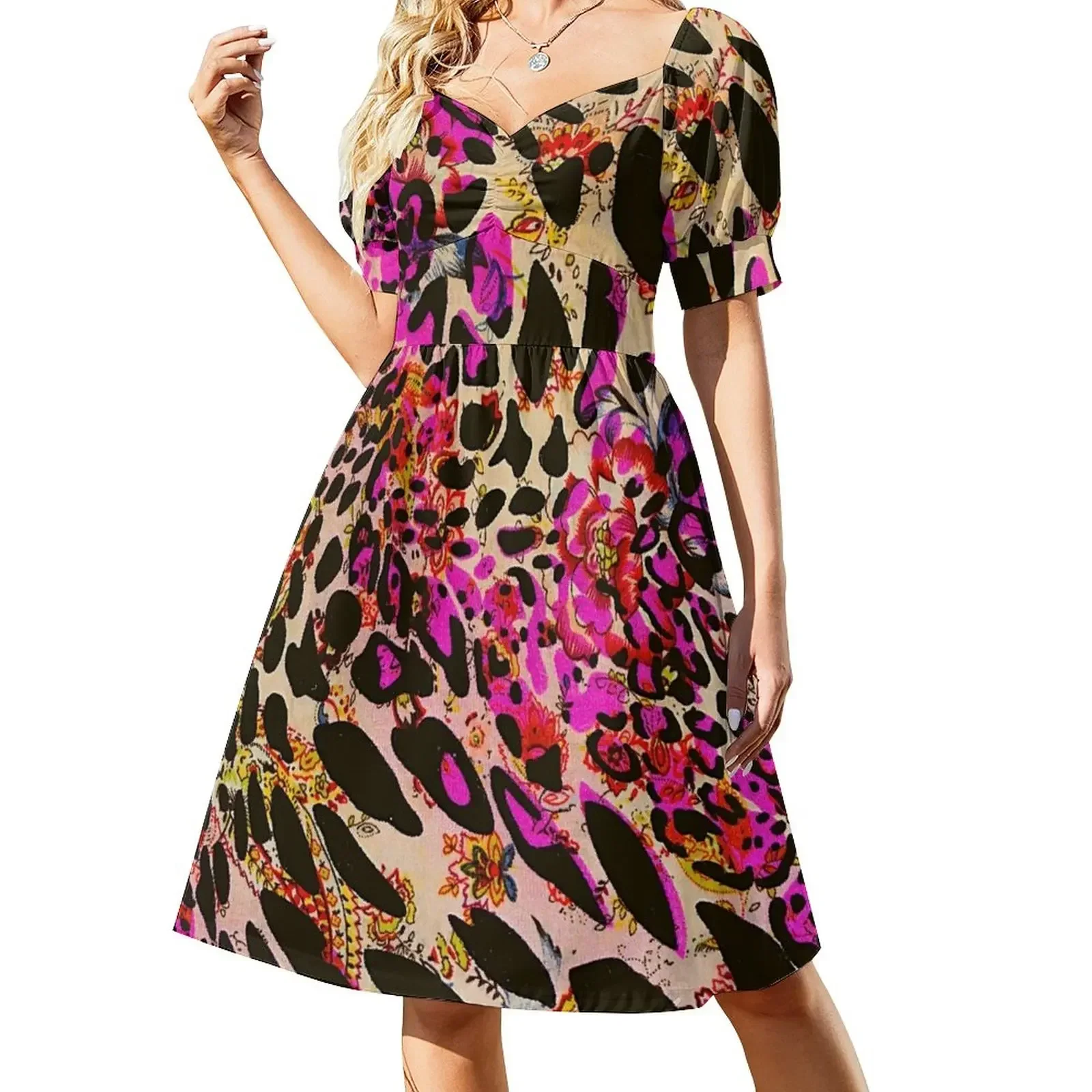 thumbnail image 1 of Vestido Vintage de manga corta con flores y Paisley vestido de verano ropa de mujer, 1 of 7