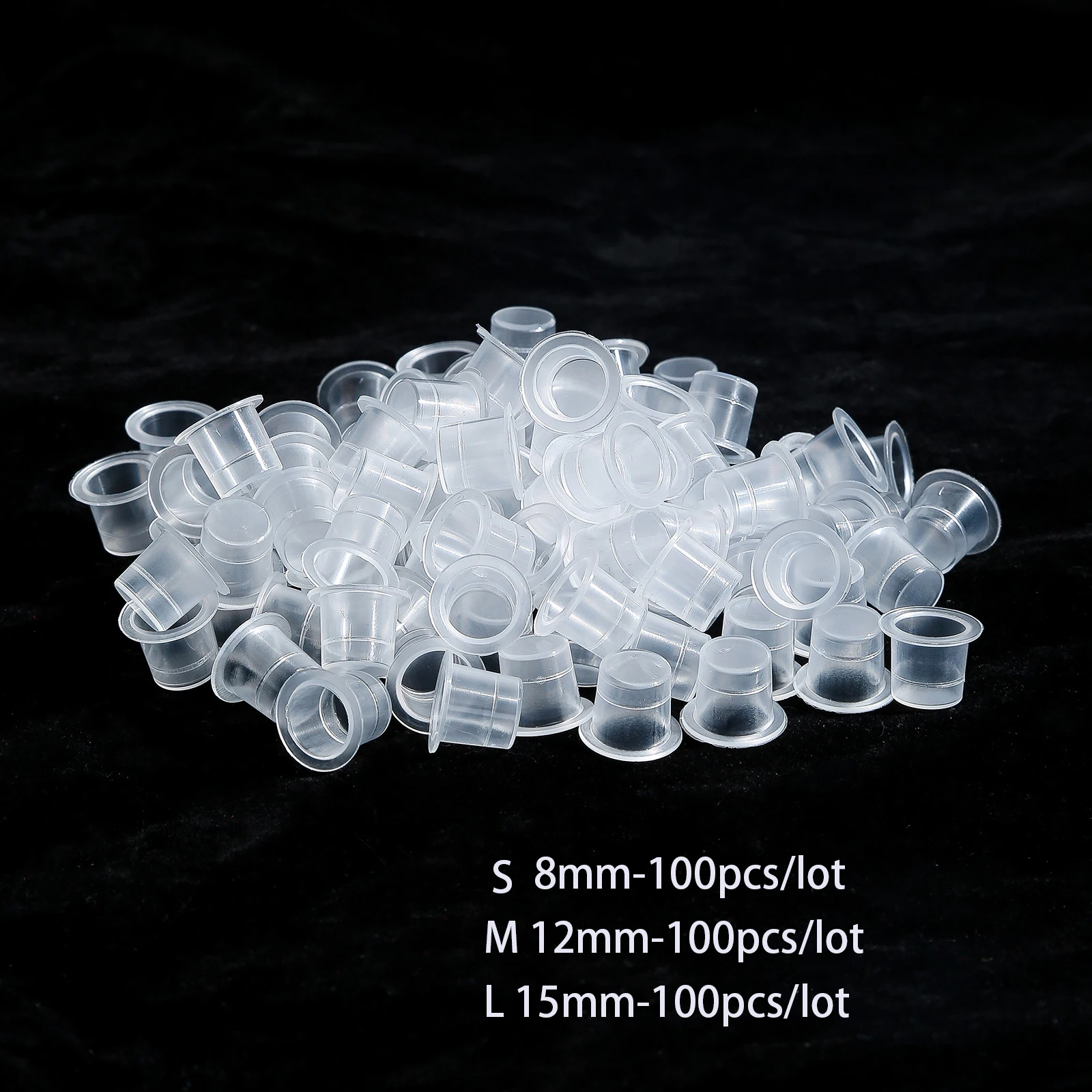 

100/500/1000 PcsPlastic Microblading Tattoo Ink Cup Cap Pigment Clear Holder Container S/M/L Size For Needle Container Cap
