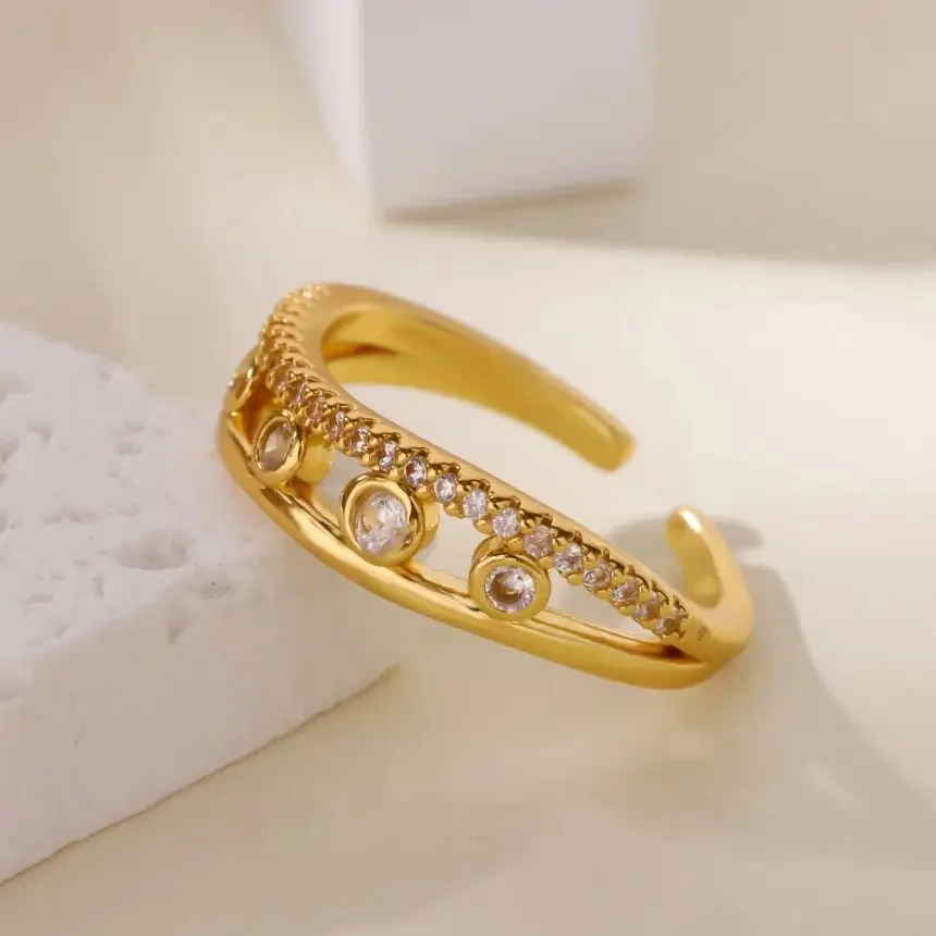 Crystal Design Rings For Women Gold Stainless Steel