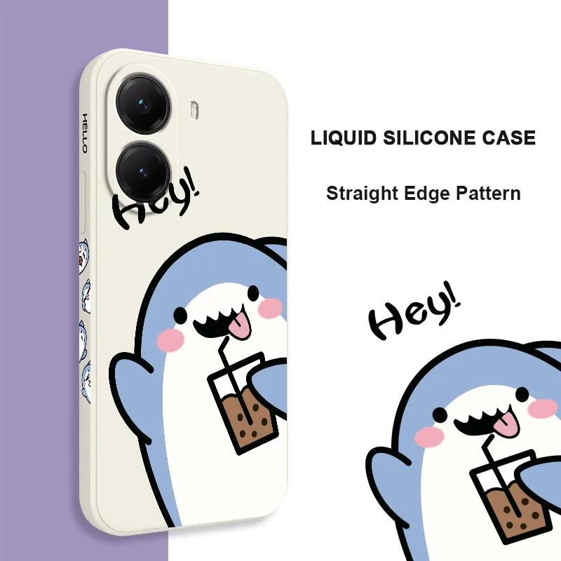 Adorable Shark Design Silicone Phone Case - Soft Protective Cover