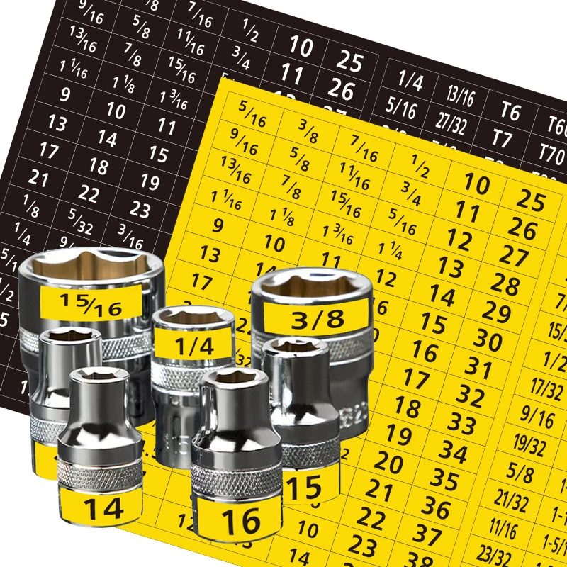 Master Socket Quick & Easy Reminder Label Stickers Chrome Decal Tags For Socket Sets Tools 180 Pcs/set