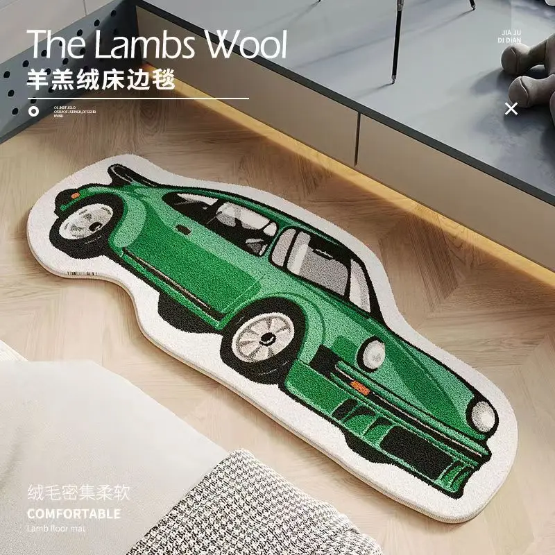 

Fashion Car Shape Rug Flocking Plush Kids Bedside Carpet Anti-Slip Super Absorbent Bath Mat Home Decor Irregular Floor Mats