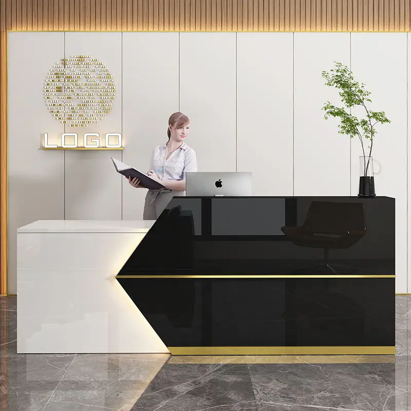 Podium Wooden Reception Desk Premium Shopping Salon Display Reception Desk Front Comptoir De Caisse Boutique Shop Furniture