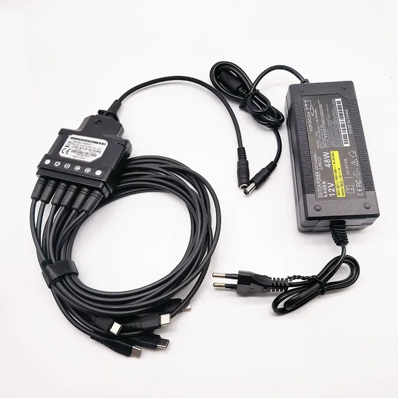 PS4001 6-Way Charger Cable Type-C Plug Adapter Swithching Power Charge For HYT Hytera BP560 AP510 G32 G36 Two Way Radio