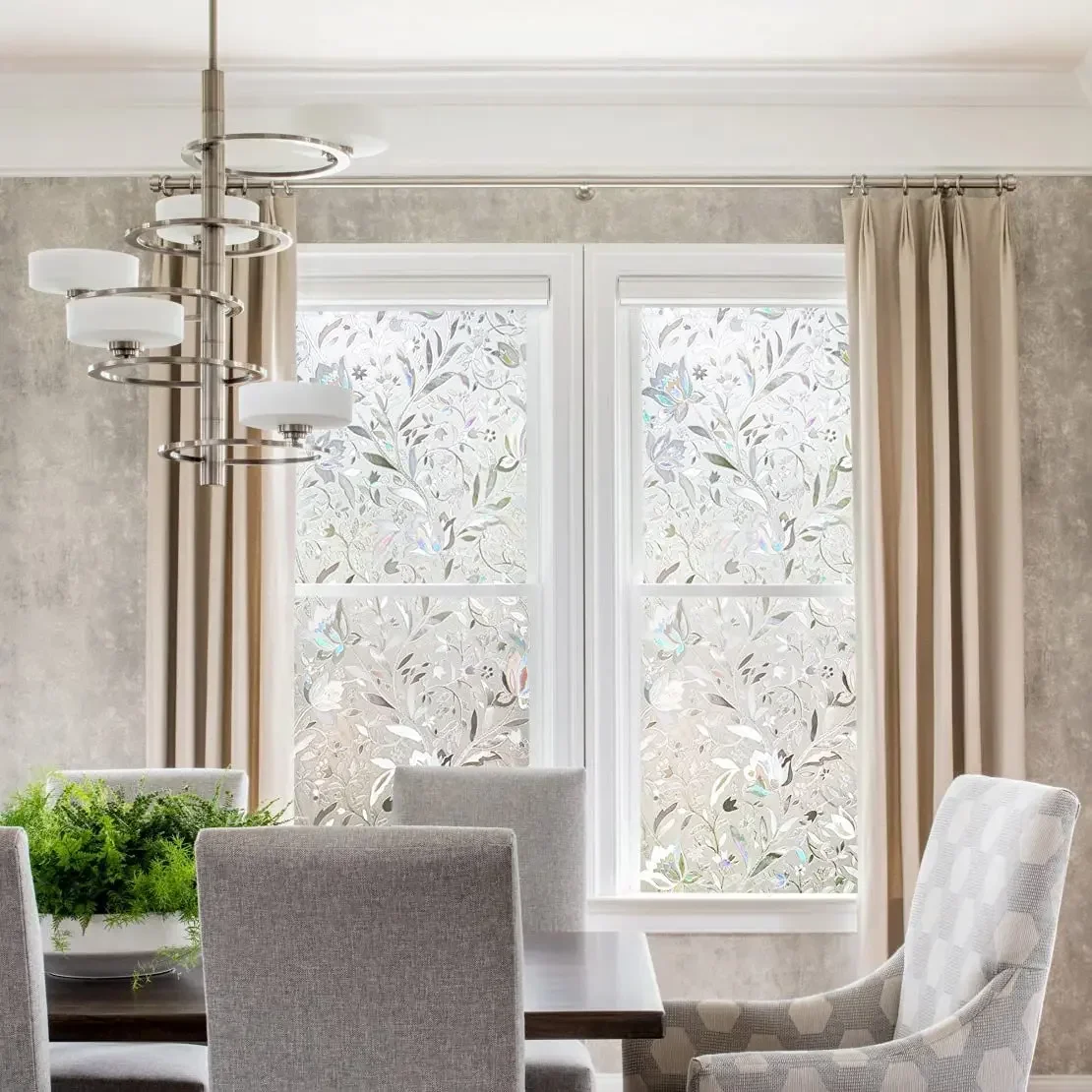 Window Film Decorative Window Privacy Film 3D Stained Glass Sticker Anti-UV Sun Blocker Heat Control for Home
