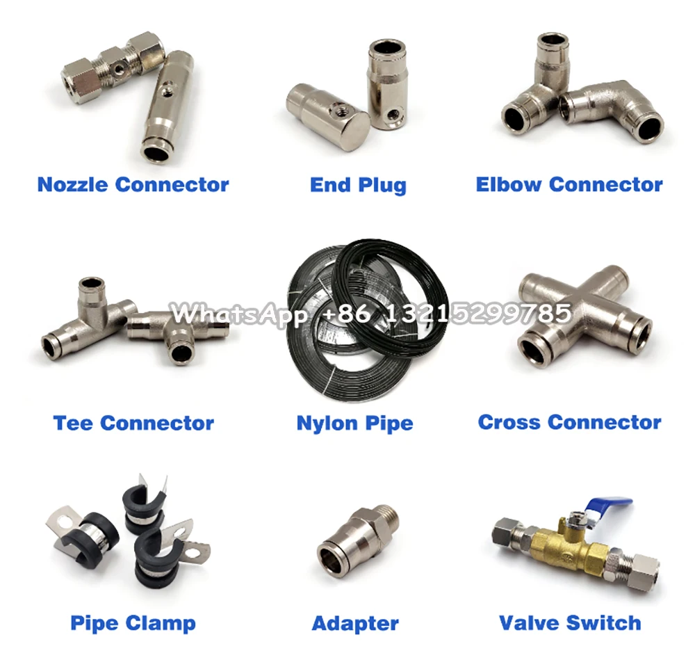 High pressure spray joint atomizing nozzle accessories end straight through single spray double spray elbow tee 9.52mm 3
