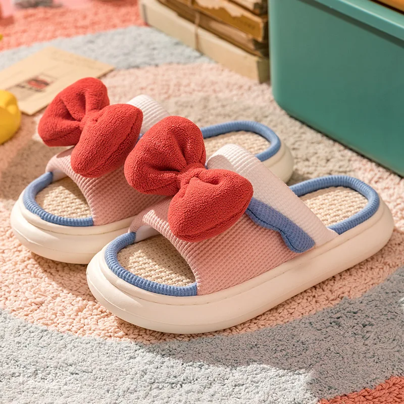 

Lovely Linen Slippers Women's Home Cotton Linen Non Slip Wear-resistant Slippers Womens Shoes Flat Slippers Leisure Antiskid